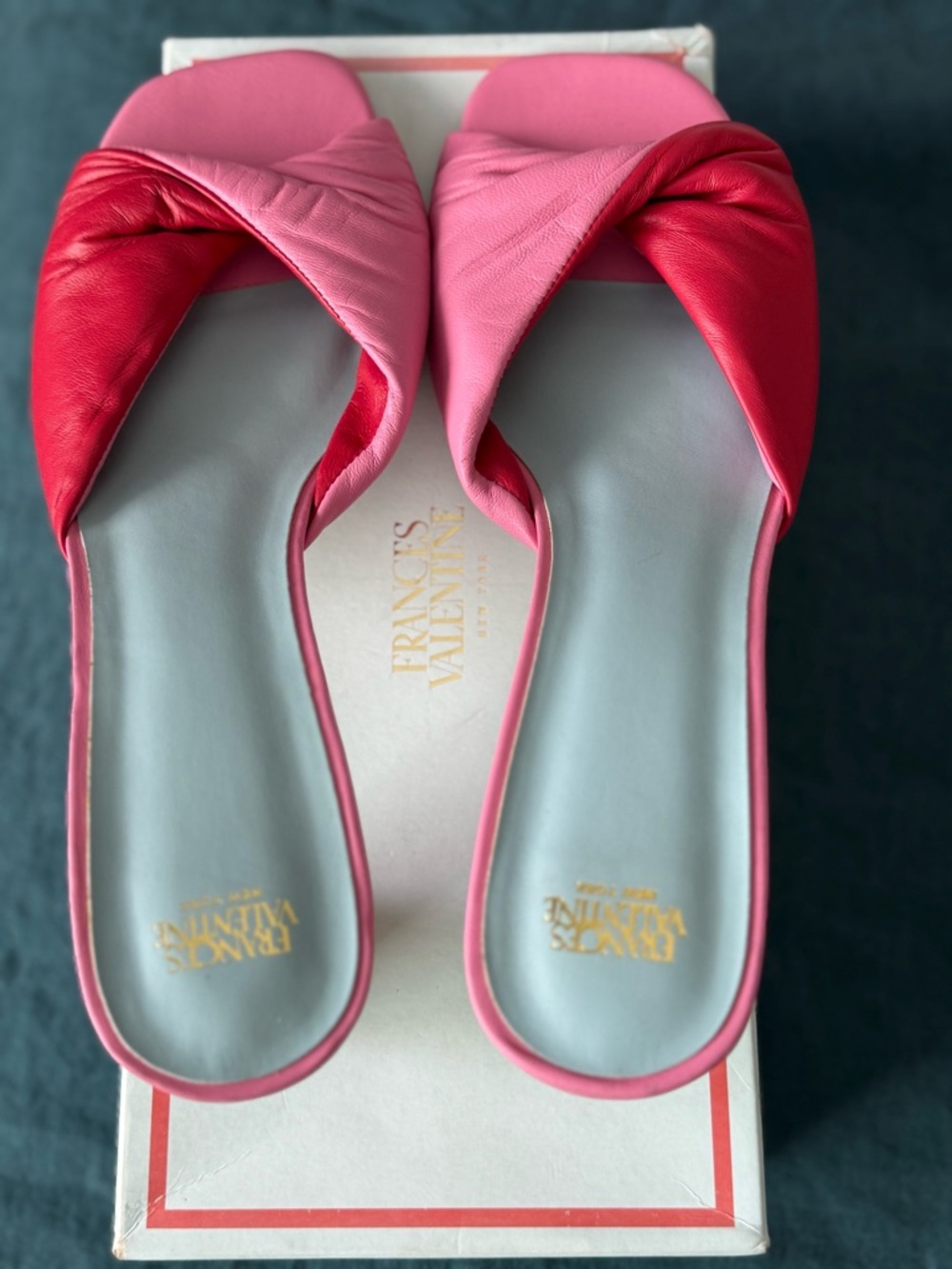 Frances Valentine NWB Slide Sandal with Striped Decorative Heel - Picture 4 of 8